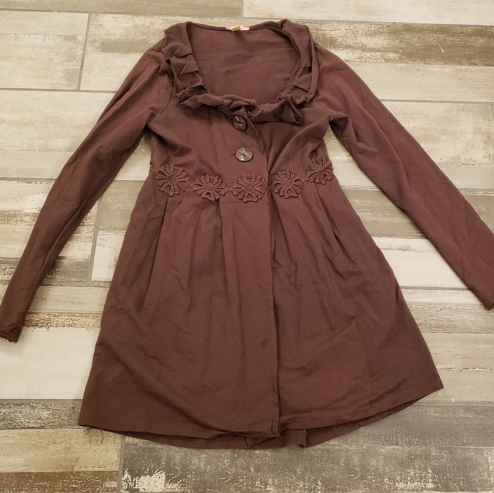 DownEast Med Brown Cardigan